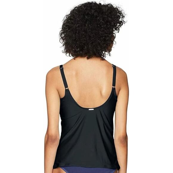 Calvin Klein LARGE Black Tankini Twist Front 4-Way Stretch 50+ SPF Swim Suit - Picture 5 of 11
